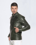Giacca Biker Uomo Verde in Pelle - U06 | Leather Trend
