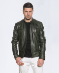Giacca Biker Uomo Verde in Pelle - U06 | Leather Trend