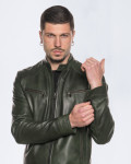Giacca Biker Uomo Verde in Pelle - U06 | Leather Trend