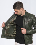 Giacca Biker Uomo Verde in Pelle - U06 | Leather Trend