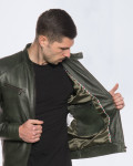 Giacca Biker Uomo Verde in Pelle - U06 | Leather Trend