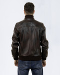 Men’s Dark Brown Leather Bomber Jacket - Marcello | Leather Trend