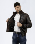 Men’s Dark Brown Leather Bomber Jacket - Marcello | Leather Trend