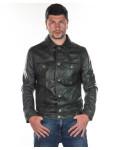 Giacca in Pelle da Uomo Verde - Roberto | Leather Trend