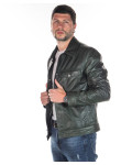 Giacca in Pelle da Uomo Verde - Roberto | Leather Trend