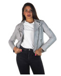 Chiodo in Pelle Donna Grigio - Giselle Bis | Leather Trend