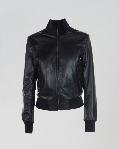 Bomber Donna Nero in Pelle - Roxie | Leather Trend 2