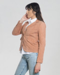 Women's Pink Suede Leather Jacket - Classic 712 | Leather Trend