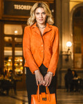Giacca Donna Arancione in Pelle Camoscio – Classic 712 | Leather Trend