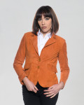 Women's Orange Suede Leather Jacket - Classic 712 | Leather Trend