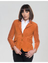 Giacca Donna Arancione in Pelle Camoscio – Classic 712 | Leather Trend