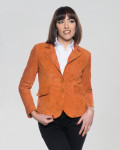 Women's Orange Suede Leather Jacket - Classic 712 | Leather Trend