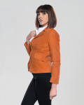 Women's Orange Suede Leather Jacket - Classic 712 | Leather Trend