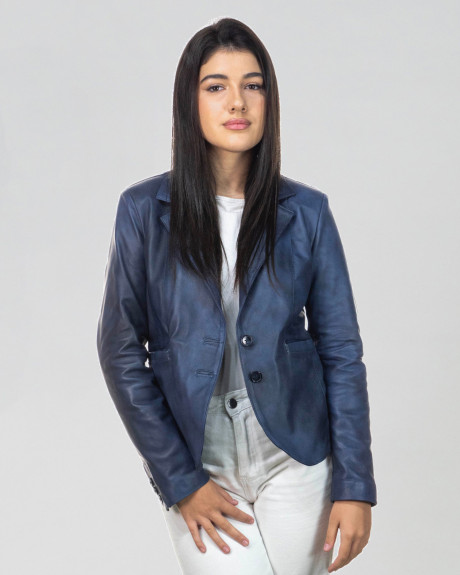 Giacca Donna Blu in Pelle - Classic 712 | Leather Trend 2
