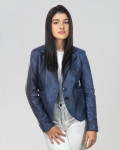 Women's Blue Leather Jacket - Classic 712 | Leather Trend