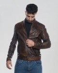 Biker in Pelle da Uomo Marrone - Attila | Leather Trend