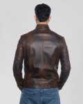 Men's Brown Leather Biker Jacket - Attila | Leather Trend