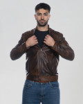 Biker in Pelle da Uomo Marrone - Attila | Leather Trend