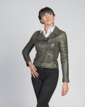 Chiodo in Pelle da Donna Verde Scuro – Celina | Leather Trend