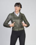 Women's Dark Green Perfecto Leather Jacket | Leather Trend