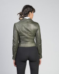 Chiodo in Pelle da Donna Verde Scuro – Celina | Leather Trend