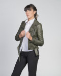 Chiodo in Pelle da Donna Verde Scuro – Celina | Leather Trend