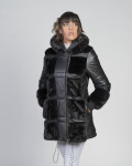 Giacca donna mod. Dany Nero in vera pelle e pelliccia 100% made in Italy