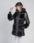 Giacca donna mod. Dany Nero in vera pelle e pelliccia 100% made in Italy