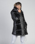 Giacca donna mod. Dany Nero in vera pelle e pelliccia 100% made in Italy