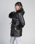 Giacca donna mod. Dany Nero in vera pelle e pelliccia 100% made in Italy