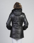 Giacca donna mod. Dany Nero in vera pelle e pelliccia 100% made in Italy