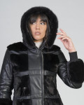 Giacca donna mod. Dany Nero in vera pelle e pelliccia 100% made in Italy