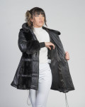 Giacca donna mod. Dany Nero in vera pelle e pelliccia 100% made in Italy