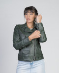Chiodo in Pelle Donna Verde – Emma | Leather Trend