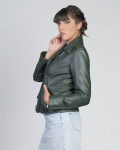 Chiodo in Pelle Donna Verde – Emma | Leather Trend