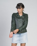 Women's Green Leather Perfecto – Emma | Leather Trend