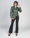 Women’s Dark Green Leather Biker Jacket - Kelly | Leather Trend