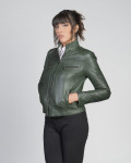 Women’s Dark Green Leather Biker Jacket - Kelly | Leather Trend