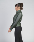Women’s Dark Green Leather Biker Jacket - Kelly | Leather Trend
