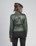 Women’s Dark Green Leather Biker Jacket - Kelly | Leather Trend
