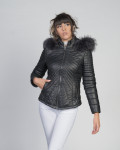 Women's Black Leather Down Jacket - Nika | Leather Trend