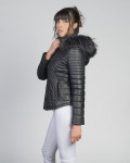 Women's Black Leather Down Jacket - Nika | Leather Trend