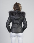 Women's Black Leather Down Jacket - Nika | Leather Trend