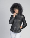 Women's Black Leather Down Jacket - Nika | Leather Trend