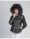 Women's Black Leather Down Jacket - Nika | Leather Trend