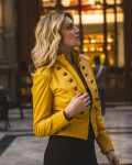 Women's Yellow Leather Jacket – Belen | Leather Trend