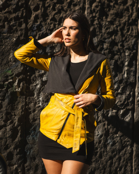 Giacca Donna Gialla in Pelle - Colima | Leather Trend 2