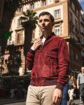 Bomber Uomo Bordeaux in Pelle Camoscio – David | Leather Trend