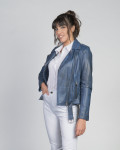 Chiodo in Pelle Blu Donna – Emma | Leather Trend
