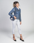 Women's Blue Leather Perfecto – Emma | Leather Trend